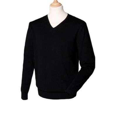 Henbury Lightweight Cotton Acrylic V Neck Sweater Thumbnail