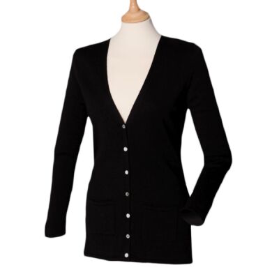Henbury Ladies Cotton Acrylic V Neck Cardigan Thumbnail